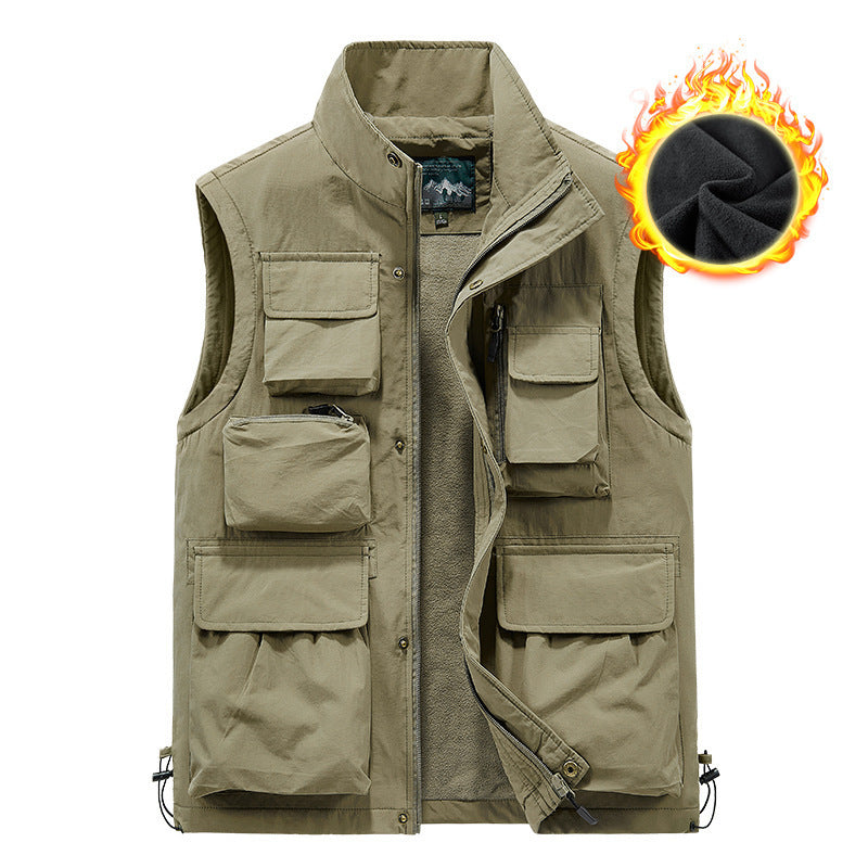 Herren wattierte Multifunktions-Taschenweste mit Fleece-Innenfutter und Stehkragen Echo Archiv