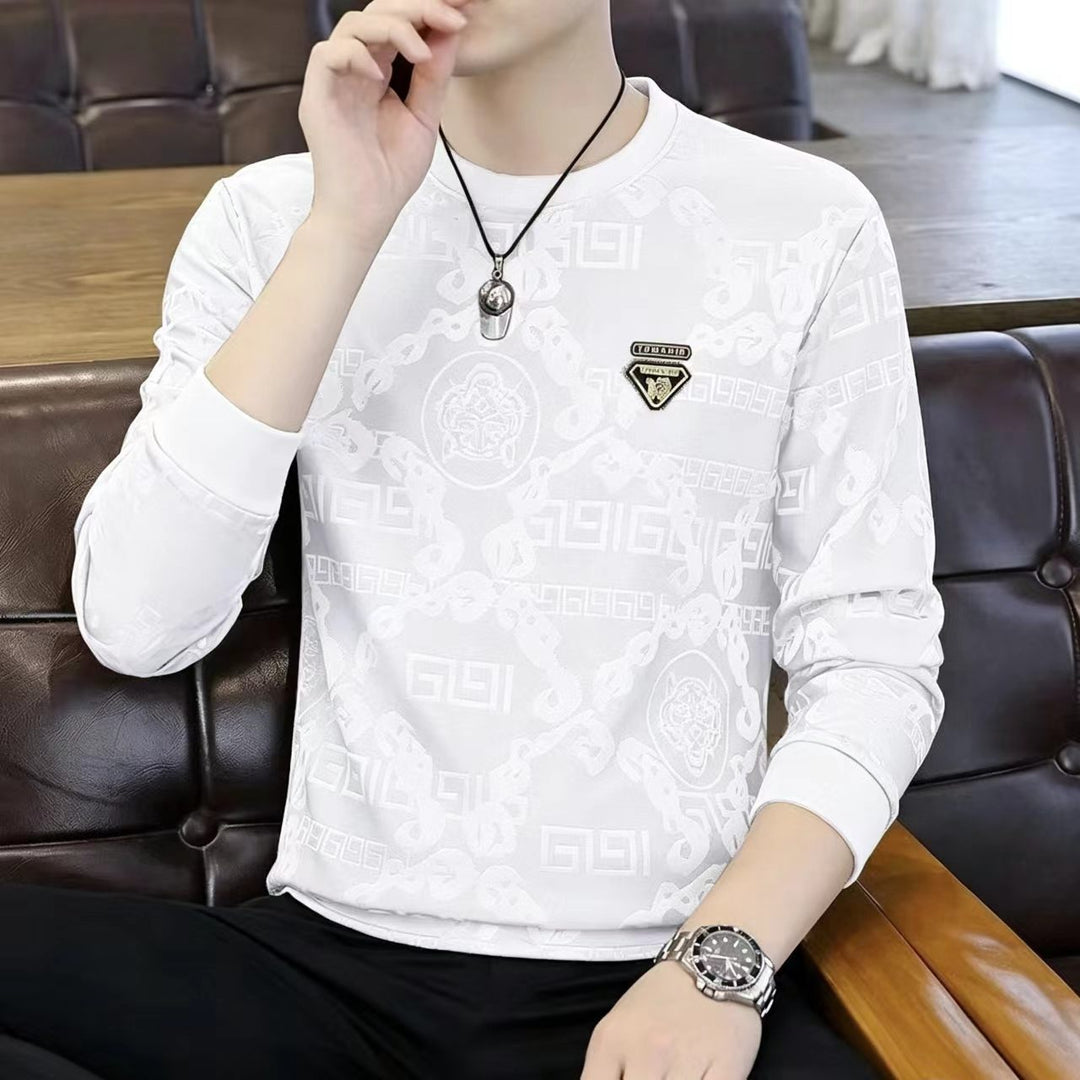 Herren Luxuriöses Langarmshirt mit strukturiertem Design Echoarchiv