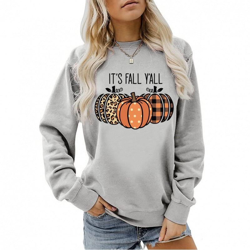 Damen nan lässiges Herbst Sweatshirt mit Kürbismotiv und Rundhalsausschnitt Echo Archiv