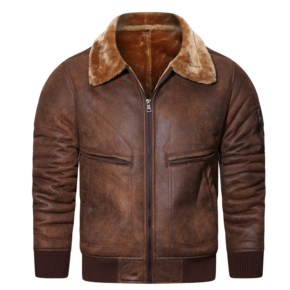 Herren Bikerjacke mit Teddyfutter und hohem Kragen Echoarchiv