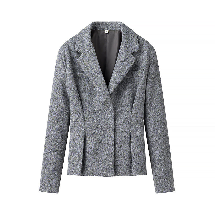 Damen Elegantes zweiteiliges Wollmix-Blazer- und Midirock-Set mit ausgestelltem Midirock Echo Archiv