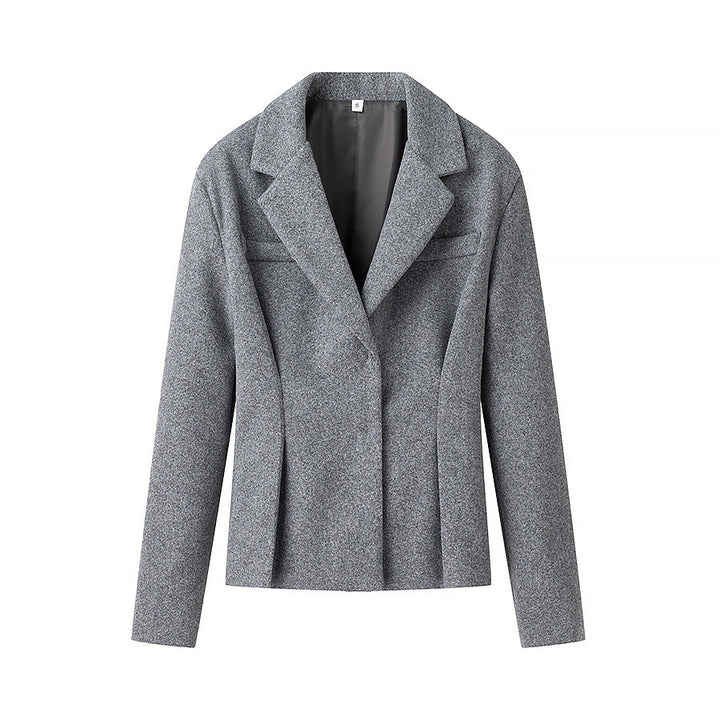 Damen Elegantes zweiteiliges Wollmix-Blazer- und Midirock-Set mit ausgestelltem Midirock Echo Archiv