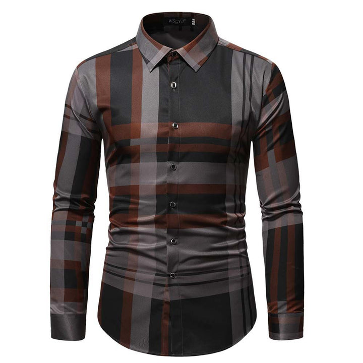 Herren Langarmhemd mit modernem Kariert Design und Slim-Fit Schnitt Echoarchiv