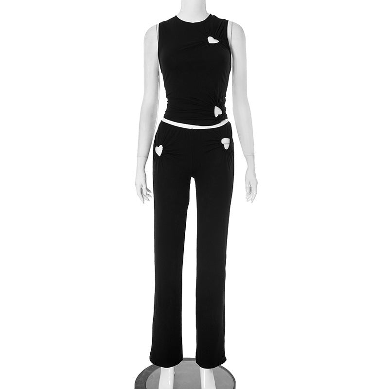 Damen modisches Zweiteiler-Set mit herzförmigen Details und elastischem Material Echo Archiv