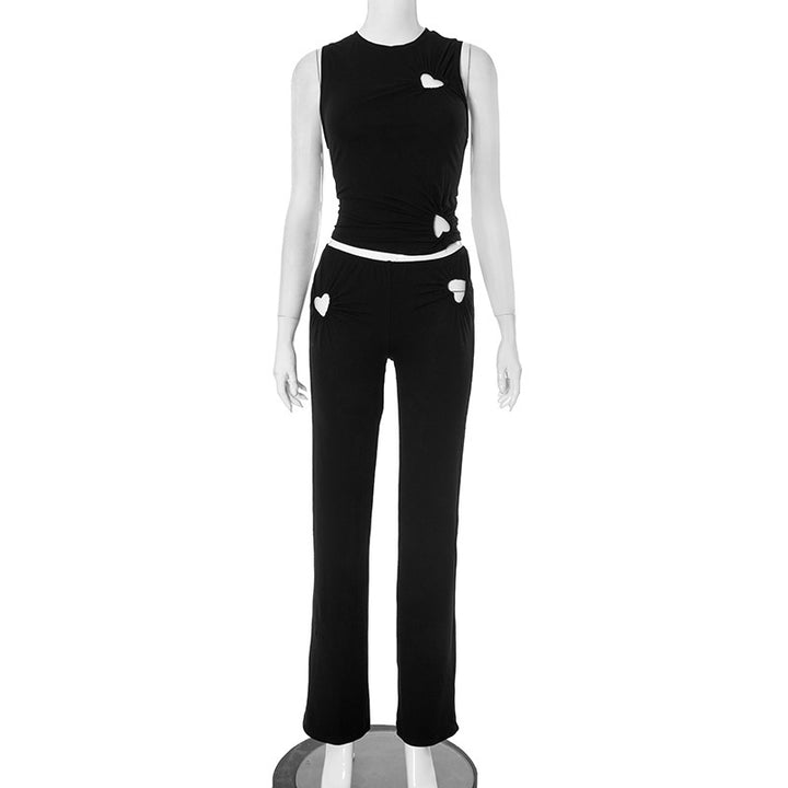 Damen modisches Zweiteiler-Set mit herzförmigen Details und elastischem Material Echo Archiv