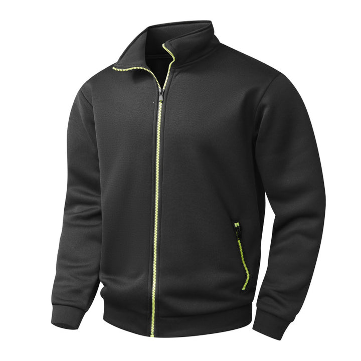 Herren Melierte Reißverschluss-Fleecejacke mit Stehkragen, wärmender Struktur & Kontrastzipper Echo Archiv