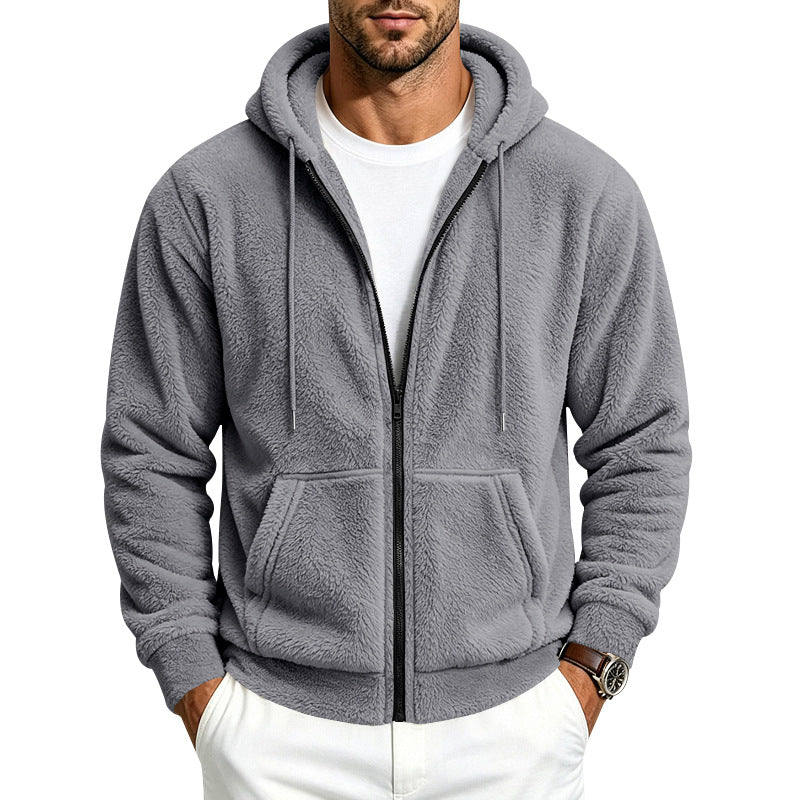 Herren Teddy-Fleece Kapuzenjacke mit Reißverschluss Echoarchiv