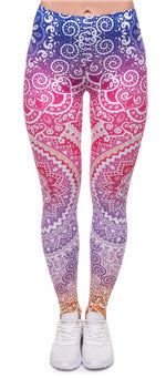 Damen Mandala-Ombre Leggings mit hohem Bund und formendem Stretch echoarchiv-