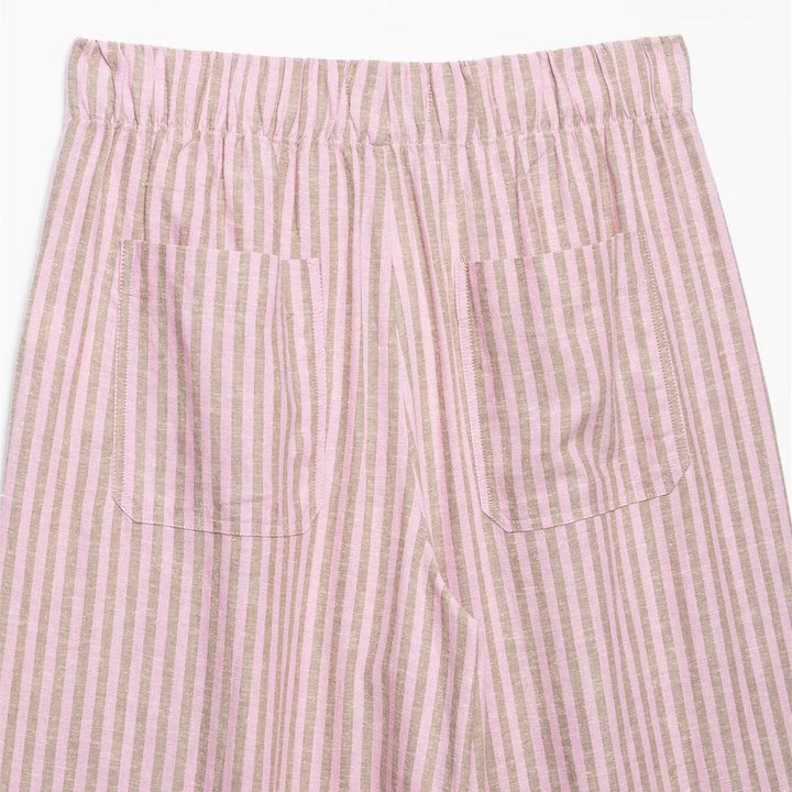 Damen nan weite Leinenhose mit Streifenmuster und Kordelzug Echo Archiv