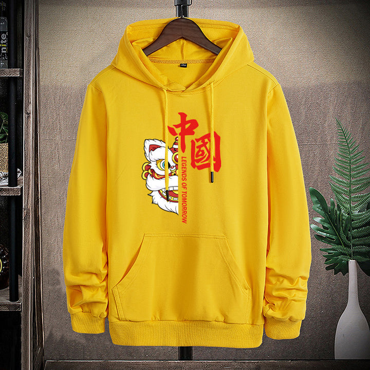 Unisex Kapuzenpullover mit asiatischem Löwenmotiv und Kängurutasche Echo Archiv