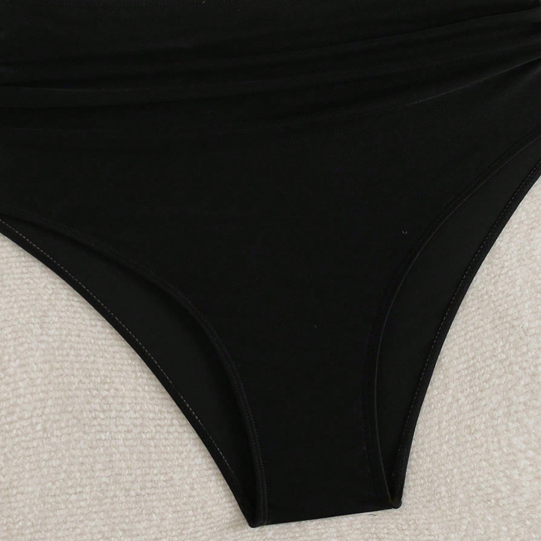 Damen Hochgeschnittener Bikini mit gestreiften Crop-Oberteil Echo Archiv