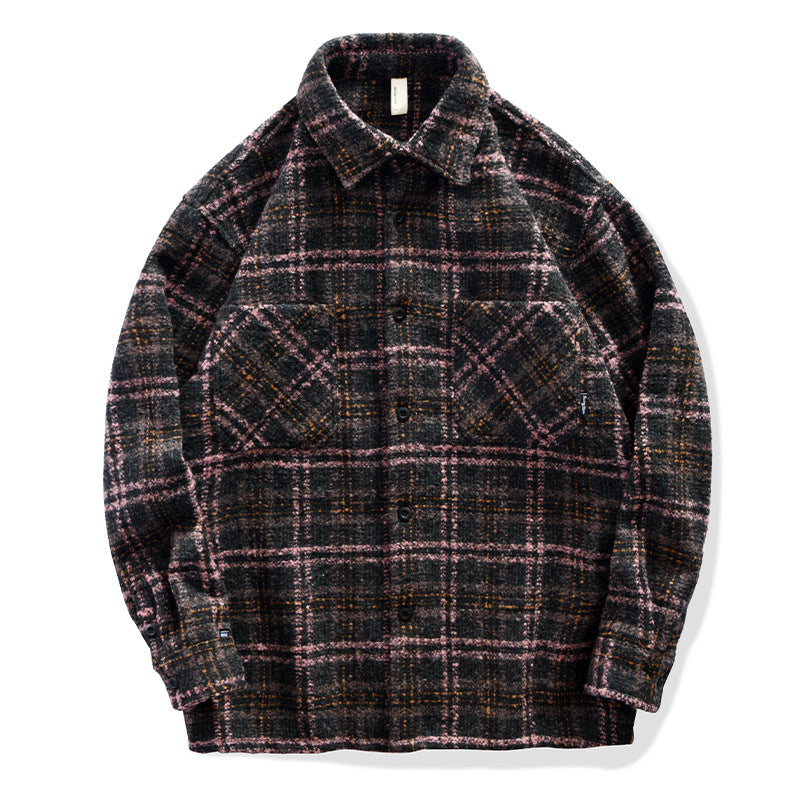 Unisex Karo-Overshirt aus Wollmix mit aufgesetzten Brusttaschen Echoarchiv