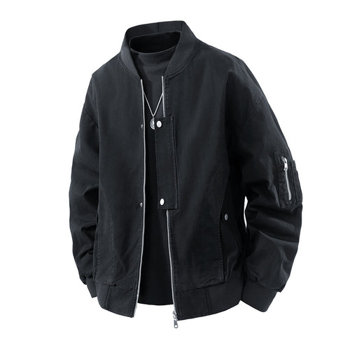 Herren Boxy-Bomberjacke im Utility-Look mit Ärmel-Reißverschluss & Rippbündchen Echoarchiv