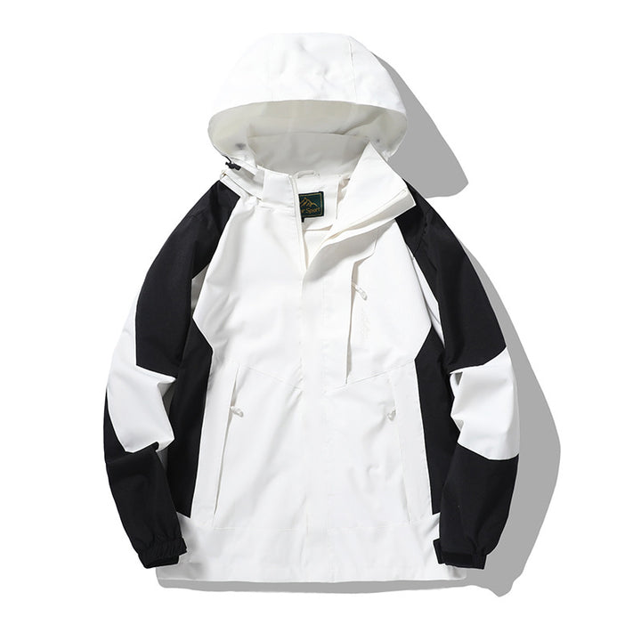 Herren Nano Wind- und wasserabweisende Outdoor-Hoodie-Jacke mit Belüftungsnetz, verstellbarer Kapuze und verdeckter Vorderklappe – Cavarno