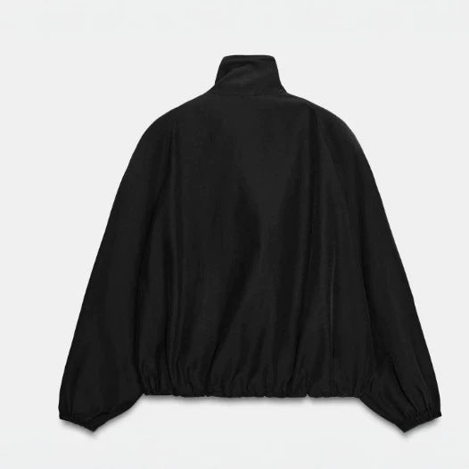 Damen Leichte Oversize-Windjacke im Bomberstil mit hohem Stehkragen und Kordelzug Echo Archiv
