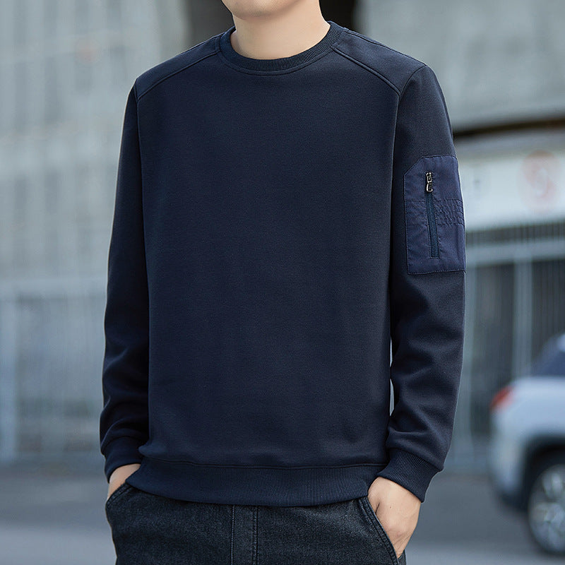 Herren Minimalistisches Sweatshirt mit Raglanärmeln und Reißverschluss-Ärmeltasche Echo Archiv