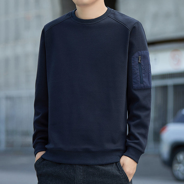 Herren Minimalistisches Sweatshirt mit Raglanärmeln und Reißverschluss-Ärmeltasche Echo Archiv