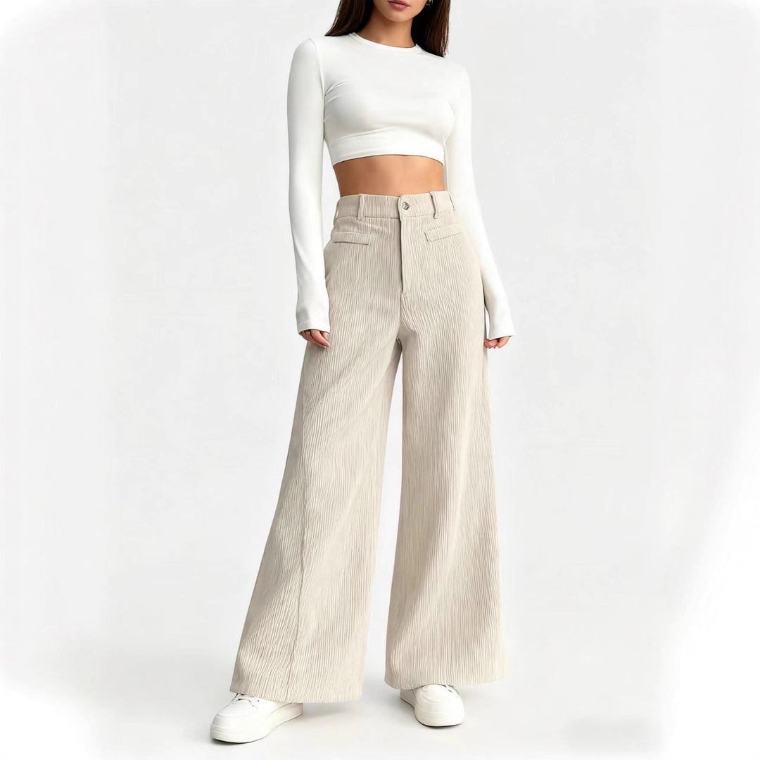 Damen Elegant und hoch taillierte Plisseehose Echo Archiv