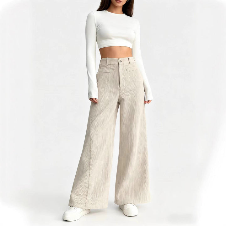 Damen Elegant und hoch taillierte Plisseehose Echo Archiv