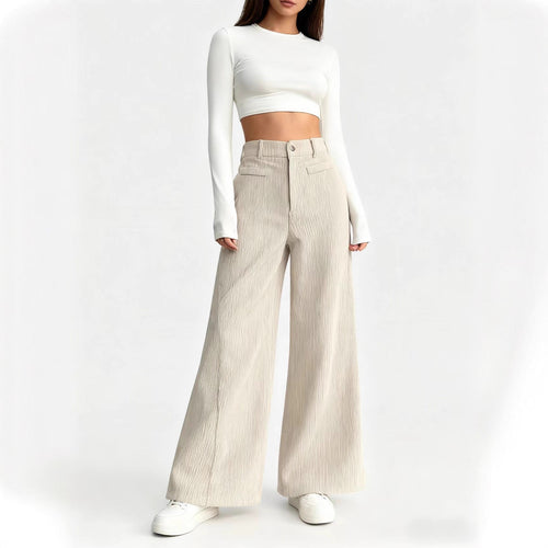 Damen Elegant und hoch taillierte Plisseehose Echo Archiv