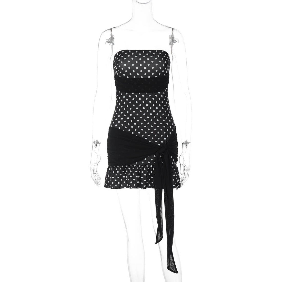 Damen Figurnahes Polka-Dot Kleid mit verspieltem Wickel-Design – Élara