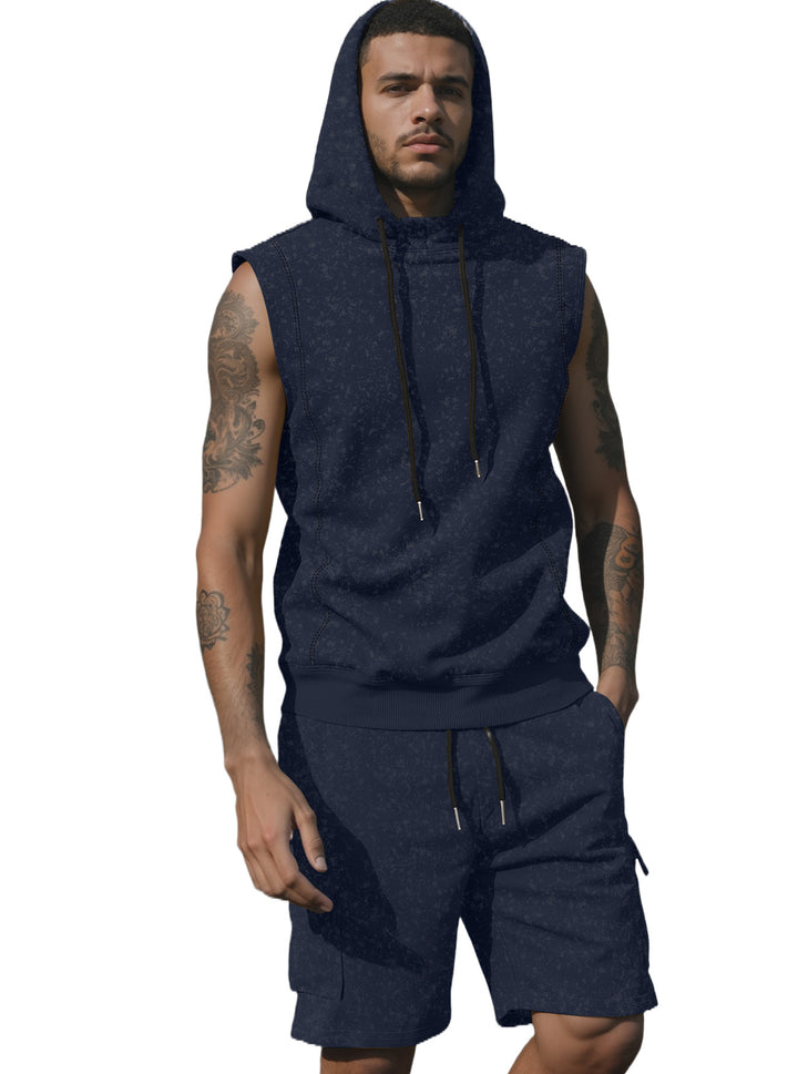 Herren nan Kapuzen-Muskelshirt-Set mit funktionaler Cargobermuda Echo Archiv