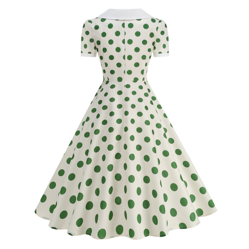 Damen Retro Maxikleid mit Kragen und Punkten Echo Archiv