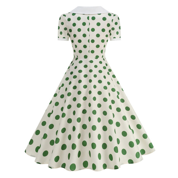 Damen Retro Maxikleid mit Kragen und Punkten Echo Archiv
