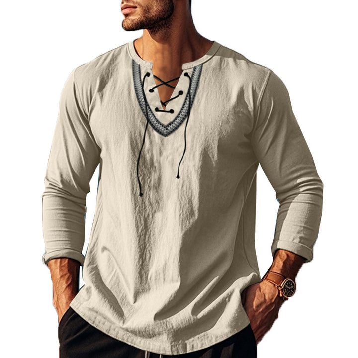 Herren lässiges Langarmshirt mit modernem Schnürdesign Echoarchiv