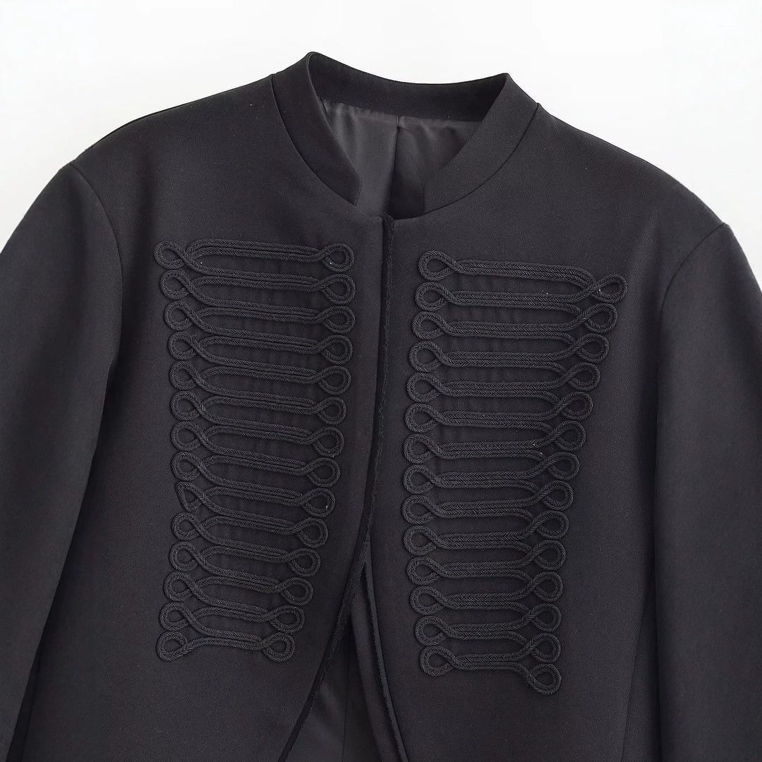 Damen Cropped Blazer im Husarenstil mit geflochtenen Zierkordeln Echoarchiv