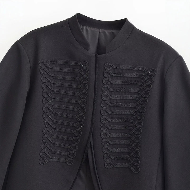 Damen Cropped Blazer im Husarenstil mit geflochtenen Zierkordeln Echoarchiv