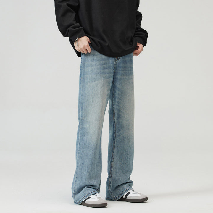 Herren Ausgestellte Vintage-Jeans mit weitem Bein, tiefem Bund und extra langer Länge Echo Archiv