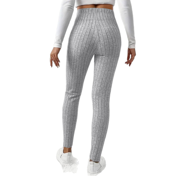 Damen Gerippte hochtaillierte Strick-Leggings mit Kordelzug echoarchiv-
