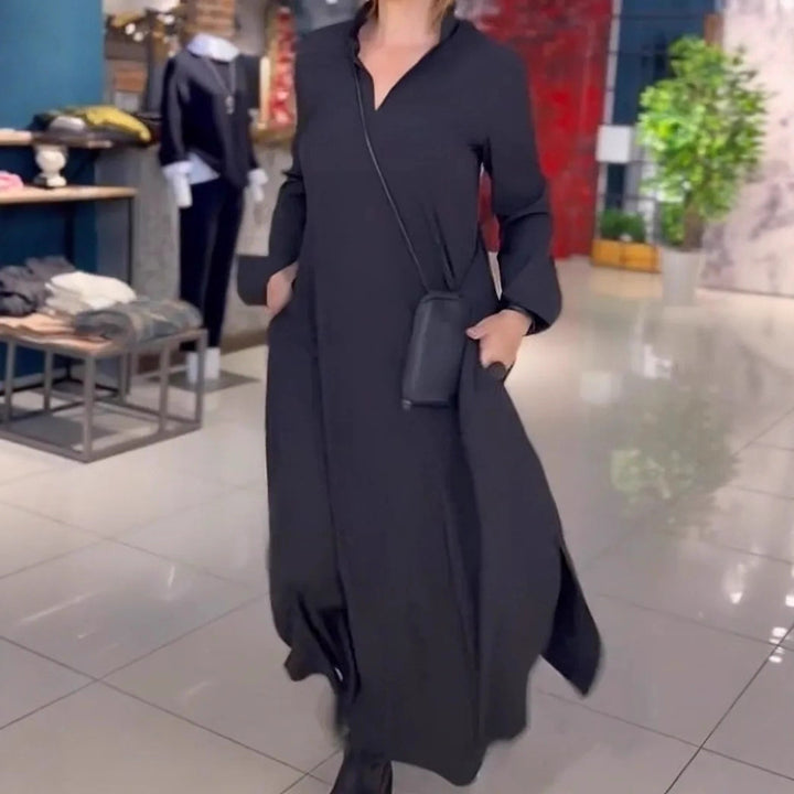 Damen nan weites Maxikleid mit Seitenschlitzen und Eingrifftaschen Echo Archiv