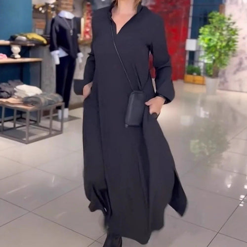 Damen nan weites Maxikleid mit Seitenschlitzen und Eingrifftaschen Echo Archiv