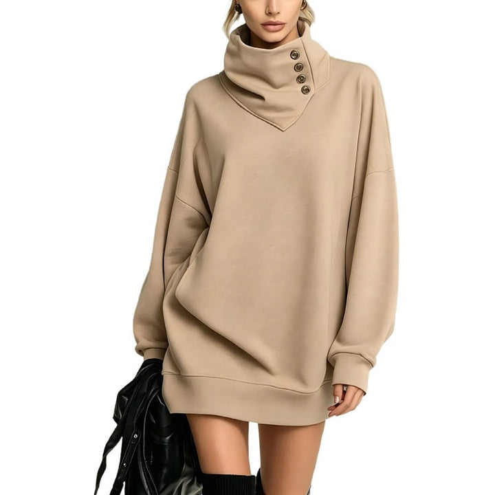 Damen Oversize Sweatshirtkleid mit hohem Knopfkragen Echo Archiv