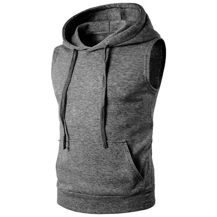 Herren ärmelloses Kapuzenshirt mit geräumiger Kängurutasche und atmungsaktiven Materialien Echoarchiv