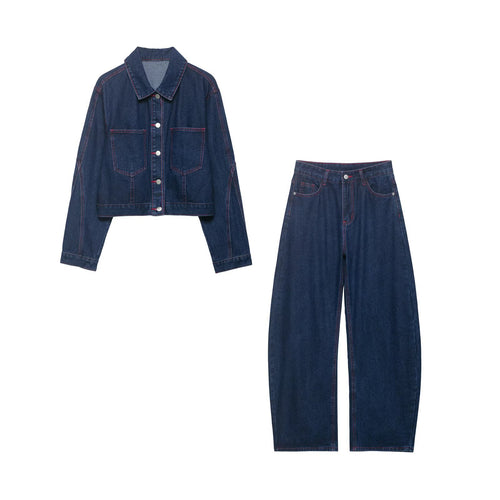 Damen Weite High‑Waist-Jeans mit mittlerer Leibhöhe, geradem Bein und kontrastfarbigen Ziernähten Echo Archiv