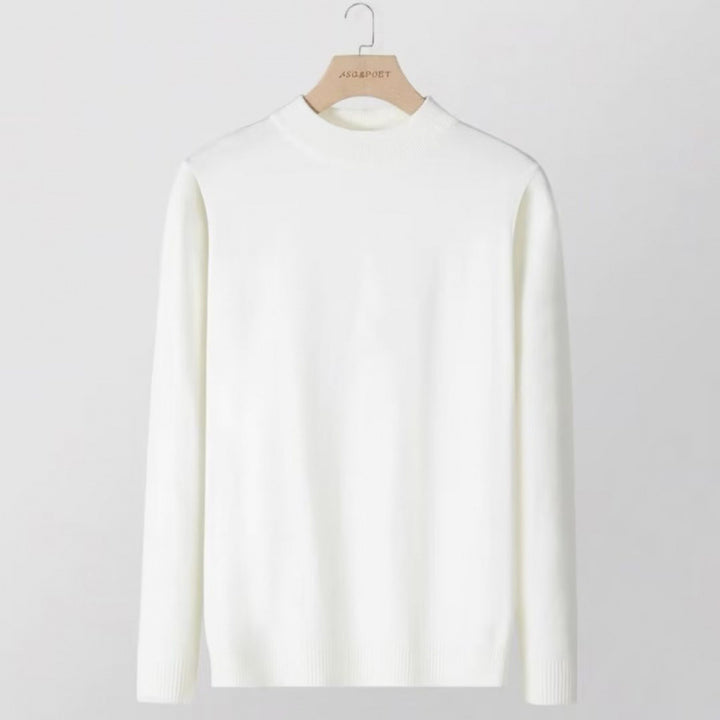 Damen Feinstrick-Stehkragenpullover aus Baumwollmix mit gerippten Bündchen Echoarchiv