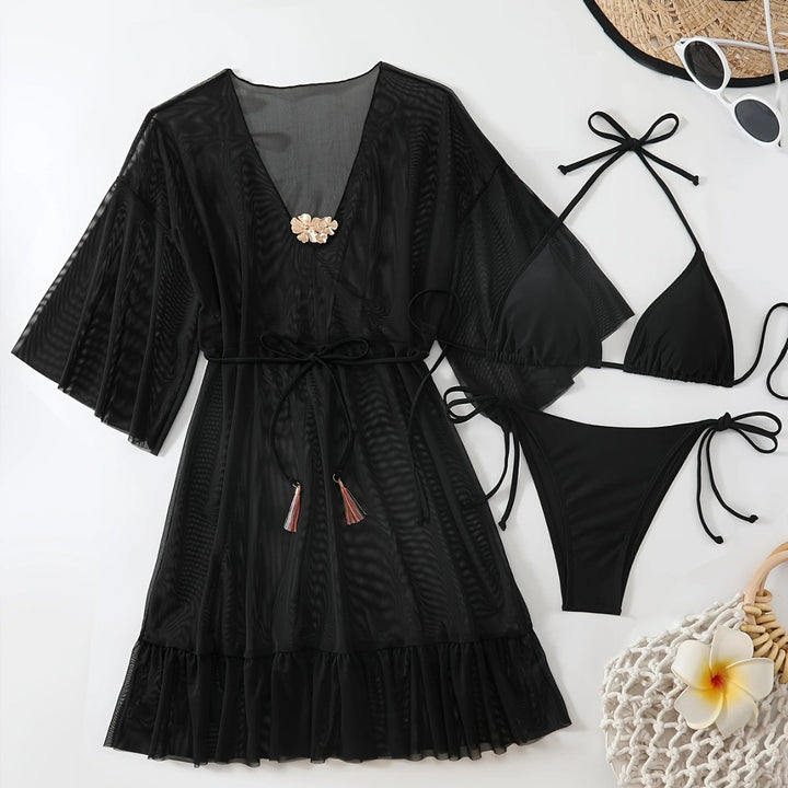 Damen Strandkaftan mit eleganter Floral-Applikation Echo Archiv