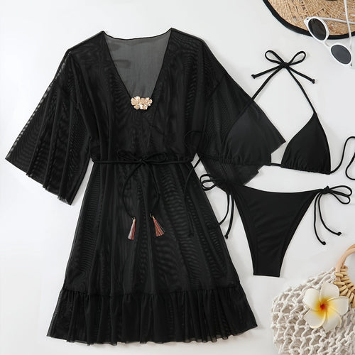 Damen Strandkaftan mit eleganter Floral-Applikation Echo Archiv