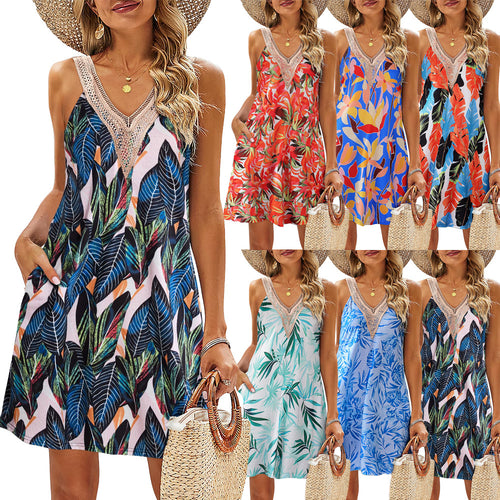 Damen Sommerliches Freizeitkleid mit Brautspitzen-Ausschnitt Echo Archiv