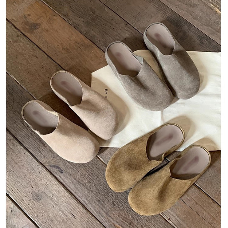 Damen Geschlossene Veloursleder-Pantolette mit gepolstertem Komfortfußbett Echo Archiv