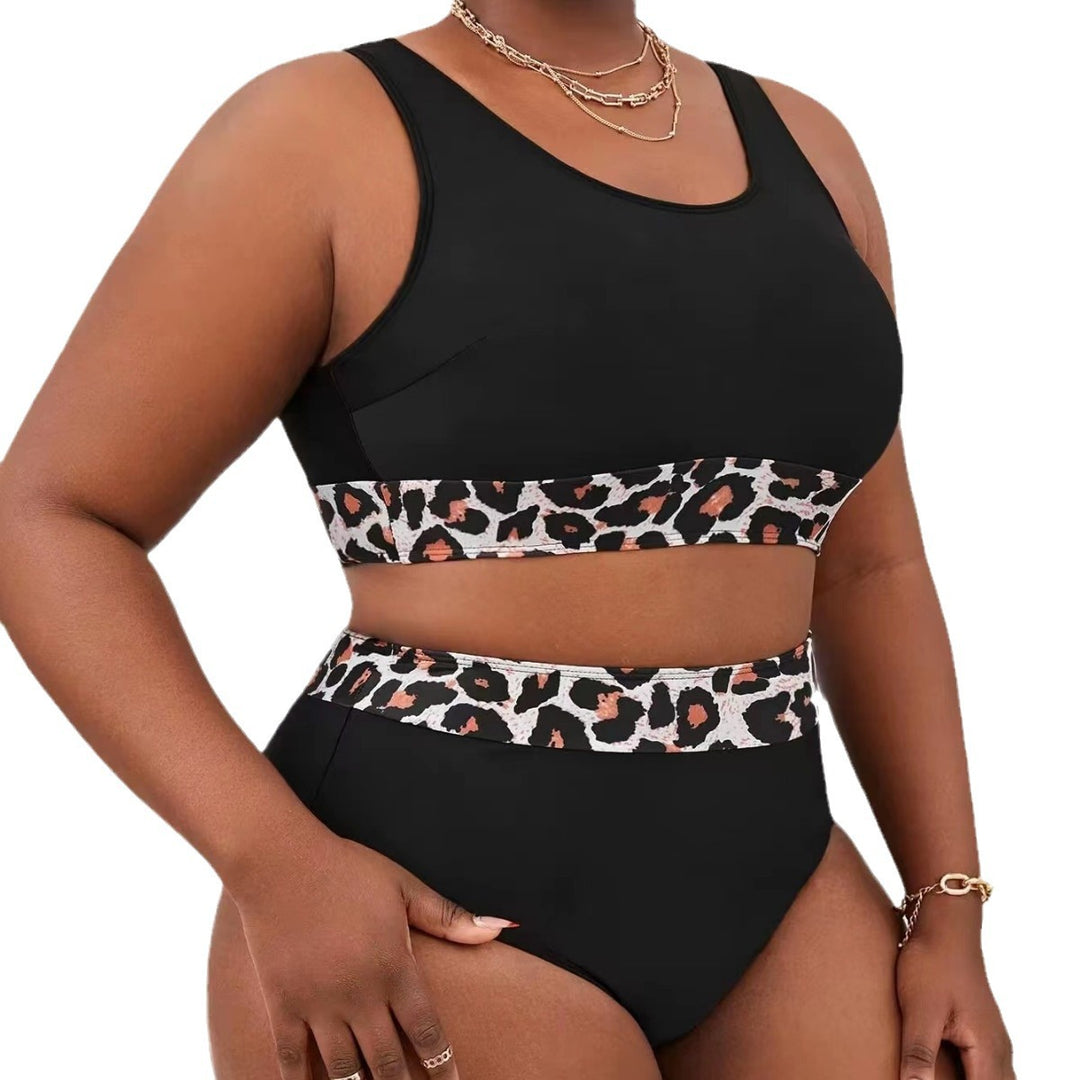 Damen Sportlicher Hochschnitt-Bikini mit Leopardenmuster Echo Archiv