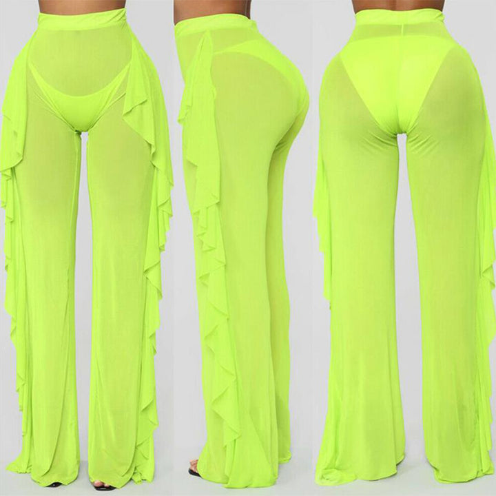 Damen transparente Strandhose mit asymmetrischem Rüschenbesatz Echo Archiv