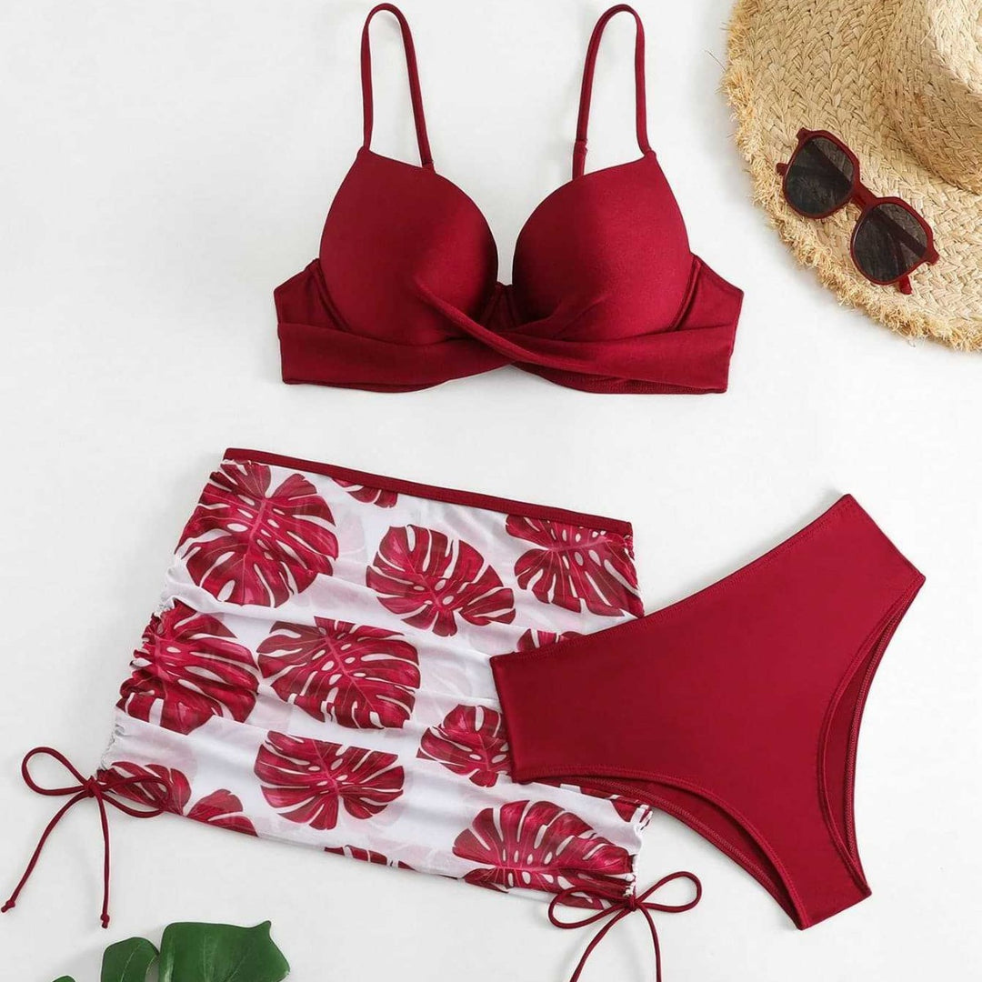 Damen Bikini-Set mit elegantem Knotendesign und floralem Rock Echo Archiv