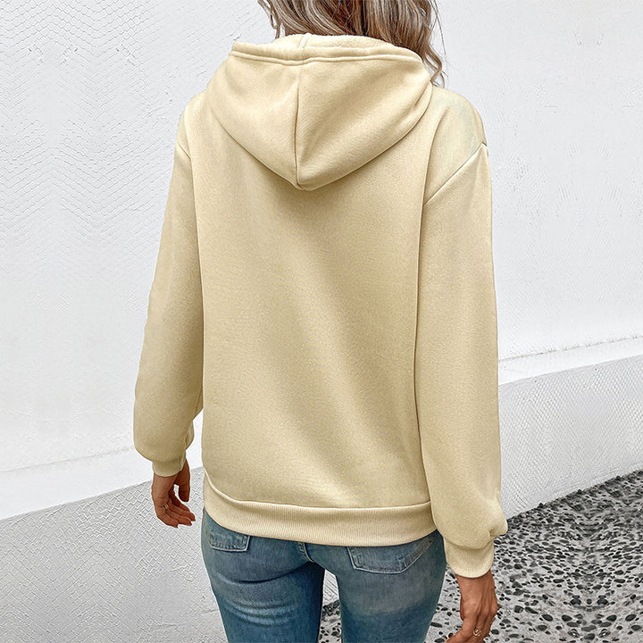 Damen Kapuzenpullover mit Herz‑EKG‑Print, Kängurutasche und lockerer Passform Echoarchiv