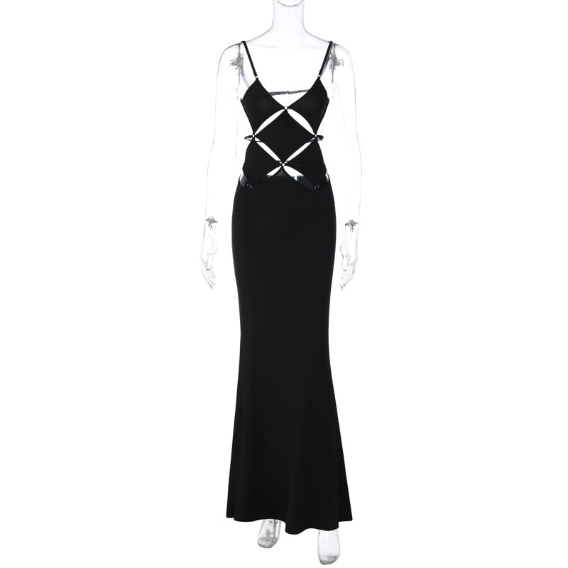 Damen glamouröses Maxikleid mit einzigartigem Schnitt und eleganten Schlaufen Echo Archiv