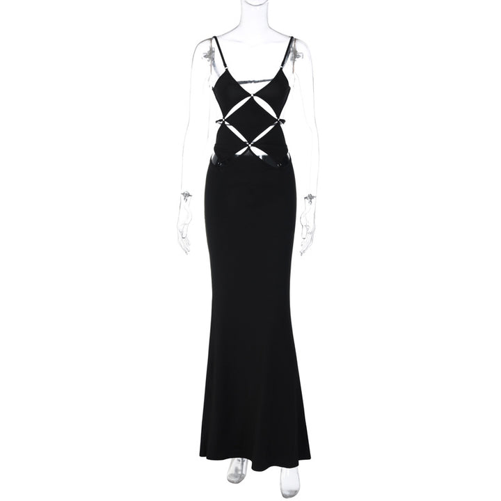 Damen glamouröses Maxikleid mit einzigartigem Schnitt und eleganten Schlaufen Echo Archiv