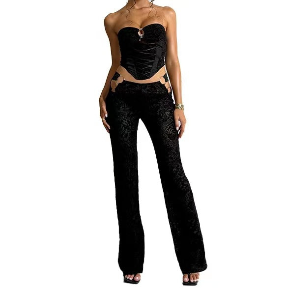 Damen Elegantes Zweiteiliges Set mit Bustier und High-Waist Hose Echo Archiv